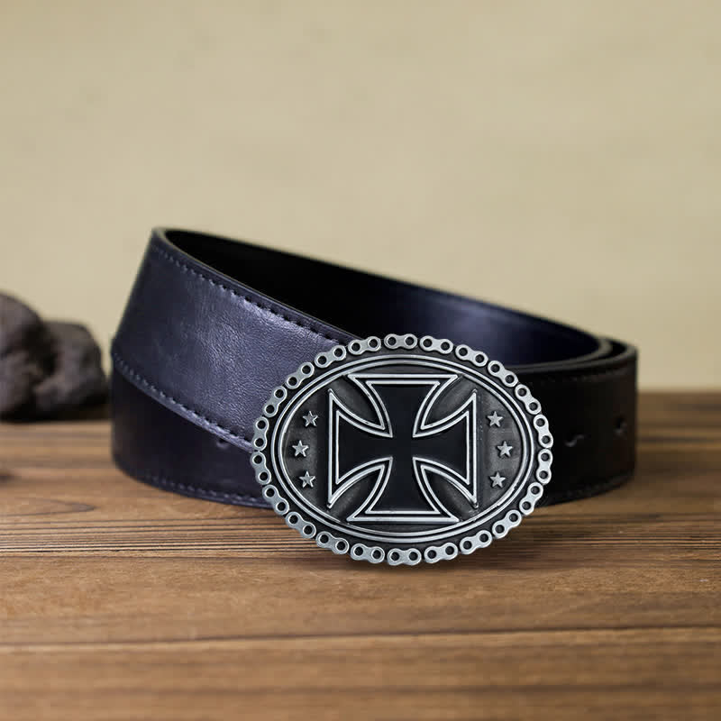 Ceinture en cuir à boucle croisée pour moto pour homme
