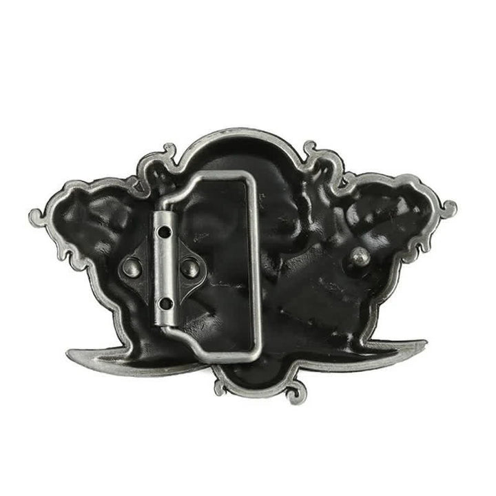 Ceinture en cuir à boucle fantôme avec tête de mort et épées doubles pour homme
