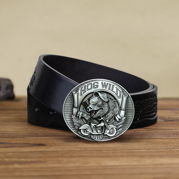 Ceinture en cuir à boucle cochon moto DIY pour homme