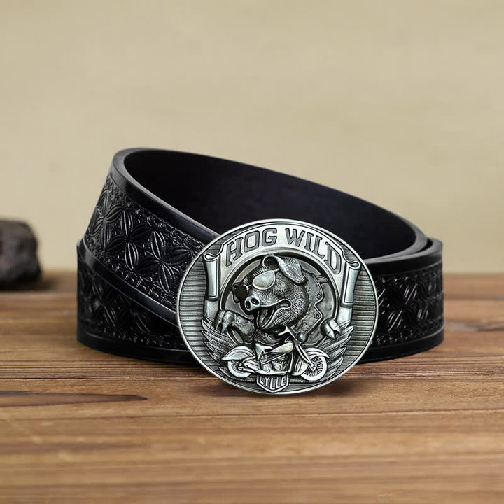 Ceinture en cuir à boucle cochon moto DIY pour homme