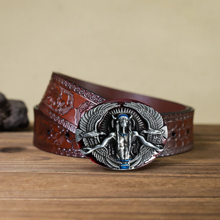 Ceinture en cuir à boucle indienne Great Spirit pour homme