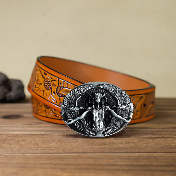Ceinture en cuir à boucle indienne Great Spirit pour homme