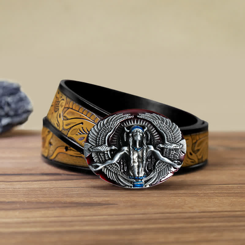 Ceinture en cuir à boucle indienne Great Spirit pour homme