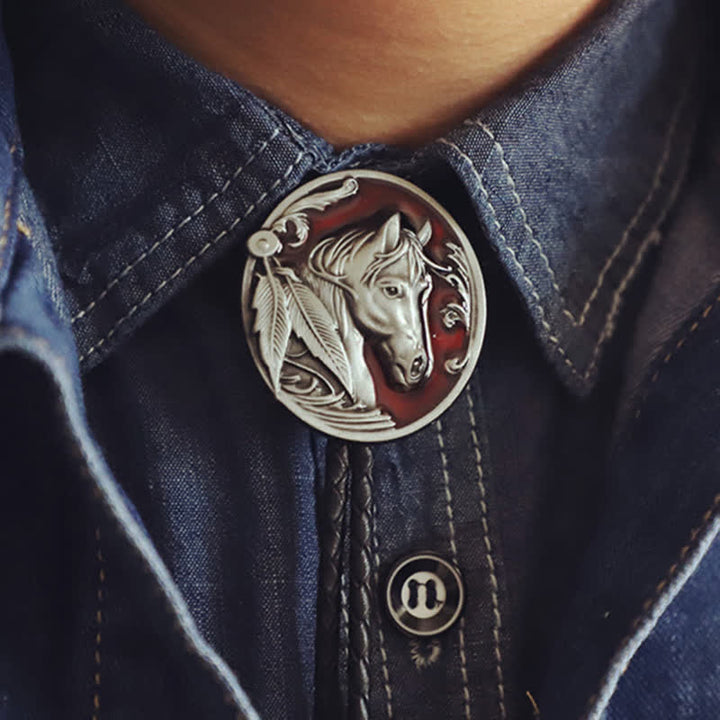 Cravate Bolo en relief avec tête de cheval