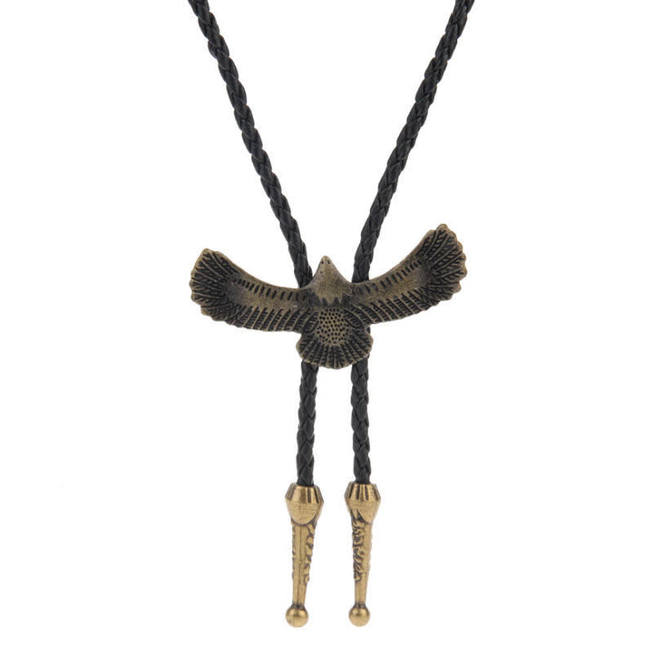 Cravate Bolo Western avec motif d'aigle volant