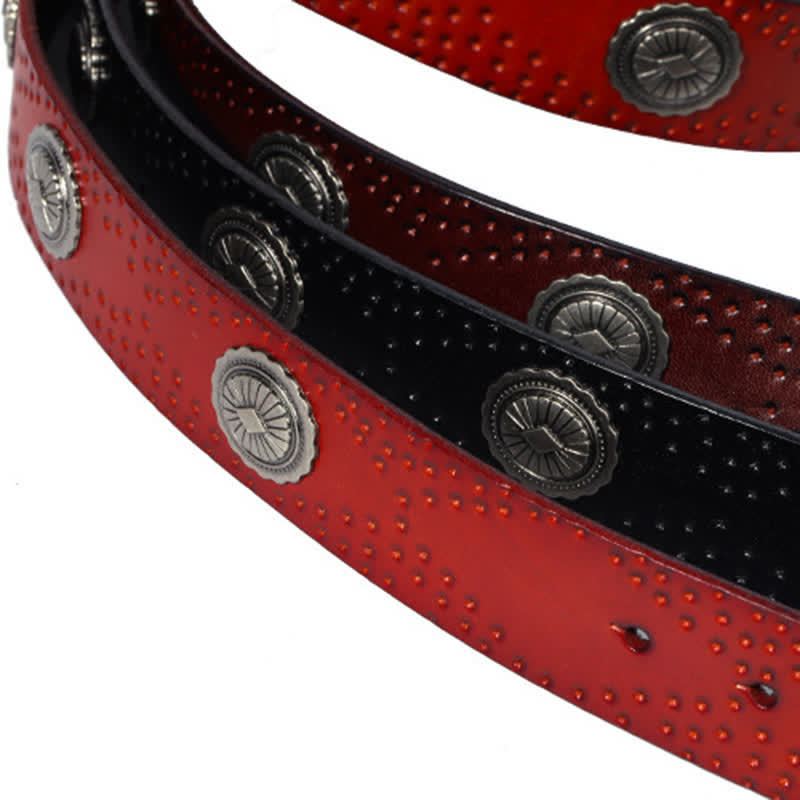 Ceinture en cuir à rivets et boucle ovale pour homme au look vintage