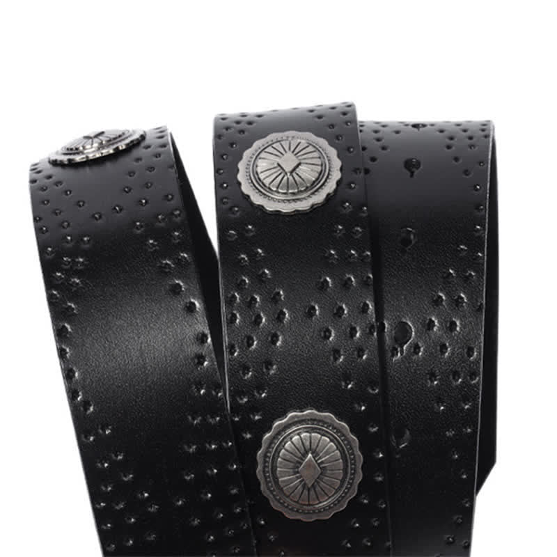 Ceinture en cuir à rivets et boucle ovale pour homme au look vintage