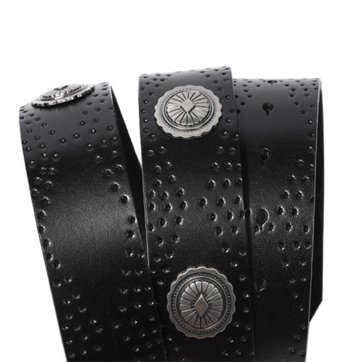 Ceinture en cuir à rivets et boucle ovale pour homme au look vintage