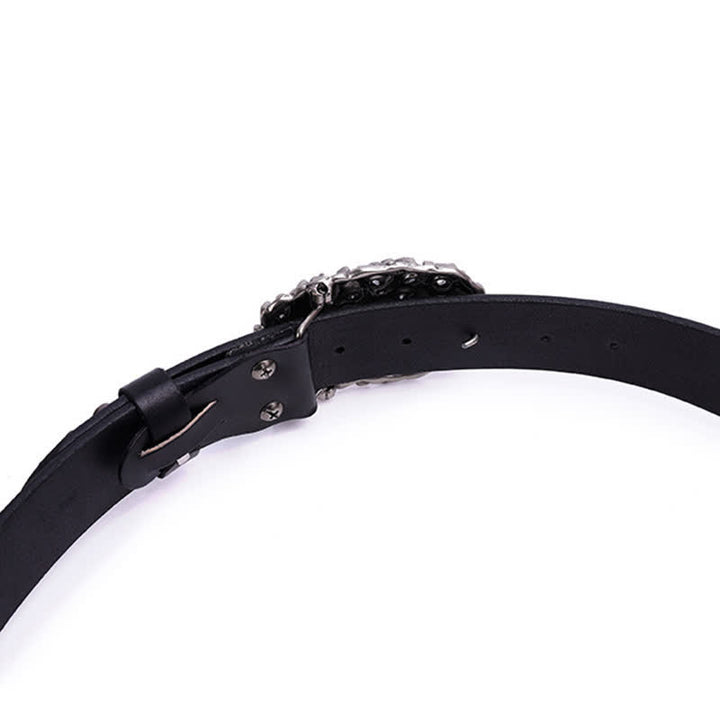 Ceinture en cuir à rivets et boucle lisse serpent pour homme