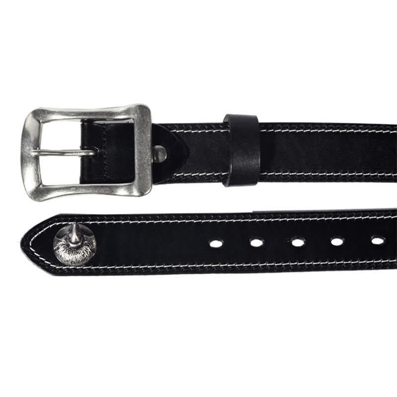 Ceinture en cuir cloutée à motif floral incrusté turquoise pour homme