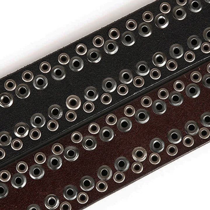 Ceinture en cuir cloutée à rivets et boutons multicolores pour homme