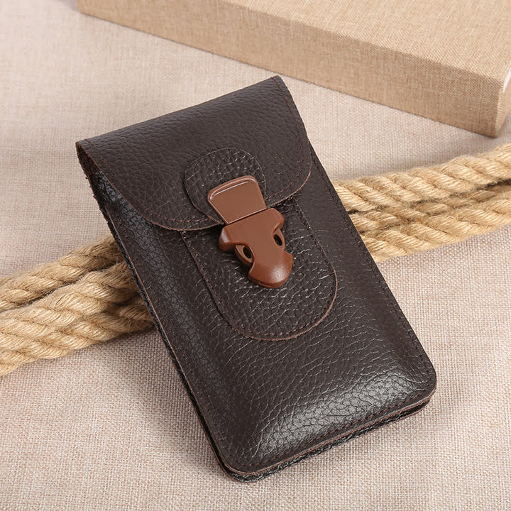 Sac ceinture en cuir avec boucle de déverrouillage pour téléphone portable