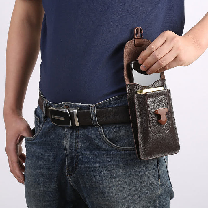 Sac ceinture en cuir avec boucle de déverrouillage pour téléphone portable