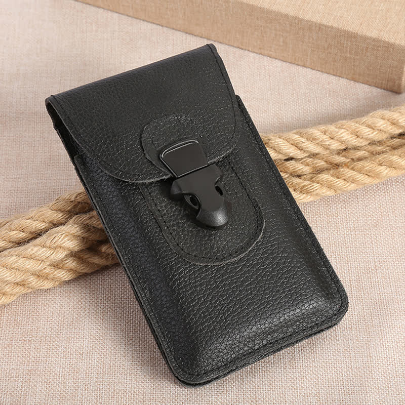 Sac ceinture en cuir avec boucle de déverrouillage pour téléphone portable