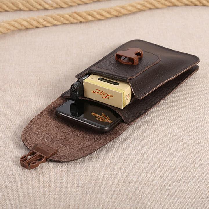 Sac ceinture en cuir avec boucle de déverrouillage pour téléphone portable
