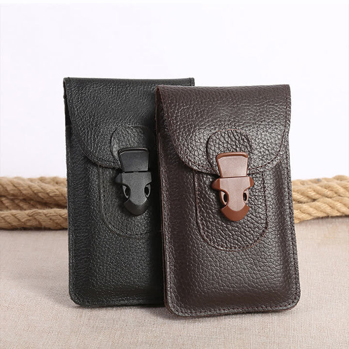 Sac ceinture en cuir avec boucle de déverrouillage pour téléphone portable
