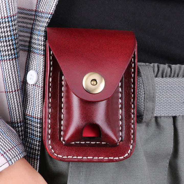 Mini étui à cigarettes portable en cuir avec ceinture