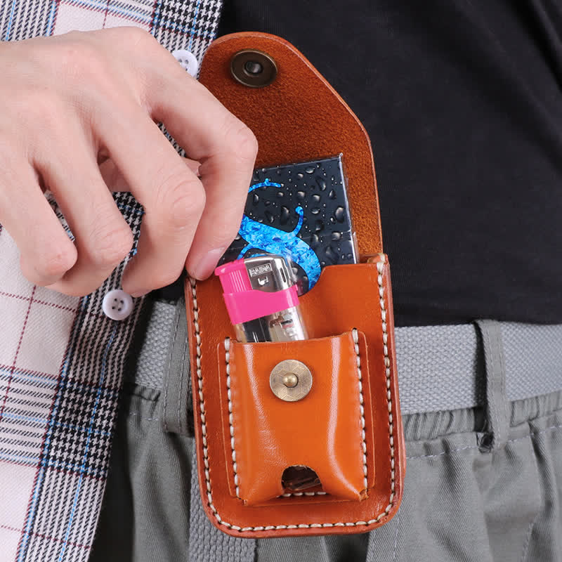 Mini étui à cigarettes portable en cuir avec ceinture