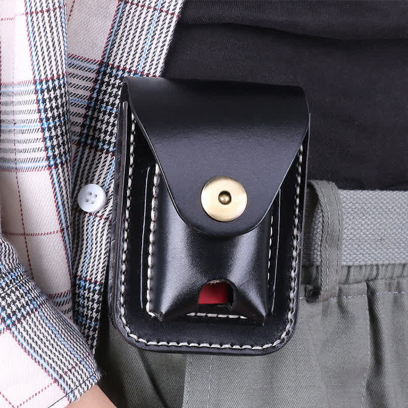 Mini étui à cigarettes portable en cuir avec ceinture