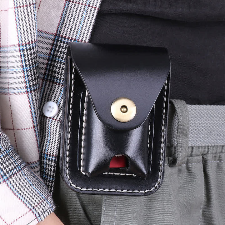 Mini étui à cigarettes portable en cuir avec ceinture