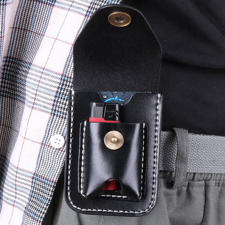 Mini étui à cigarettes portable en cuir avec ceinture