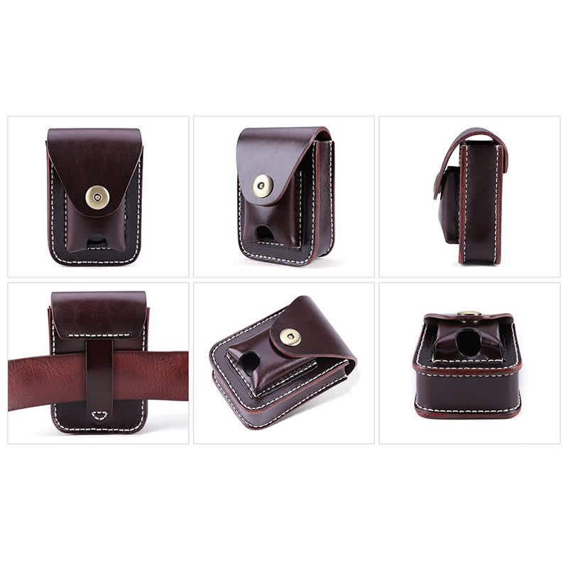 Mini étui à cigarettes portable en cuir avec ceinture