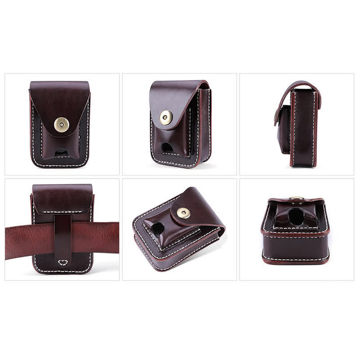Mini étui à cigarettes portable en cuir avec ceinture