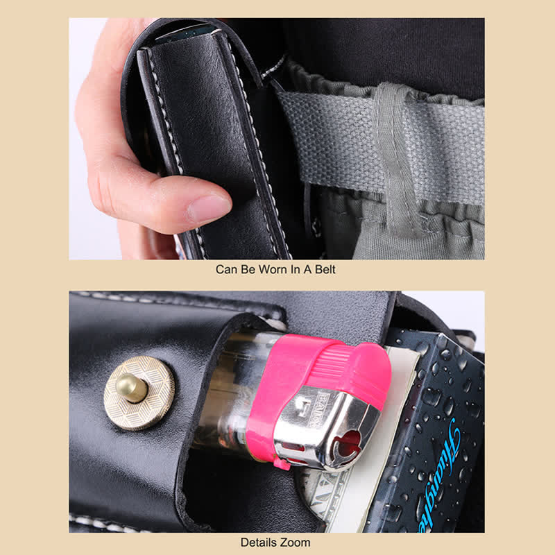 Mini étui à cigarettes portable en cuir avec ceinture