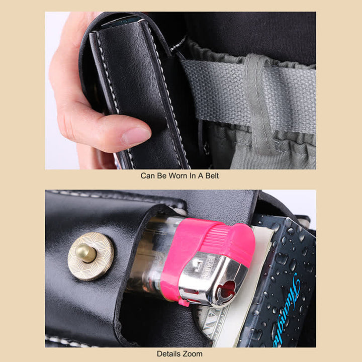 Mini étui à cigarettes portable en cuir avec ceinture