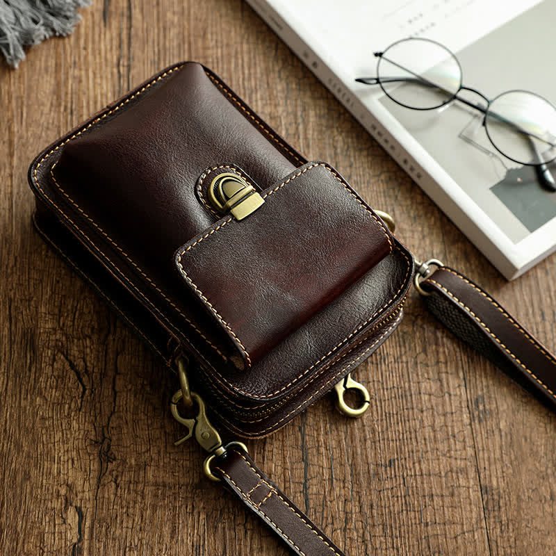 Sac ceinture vintage en cuir tanné végétal