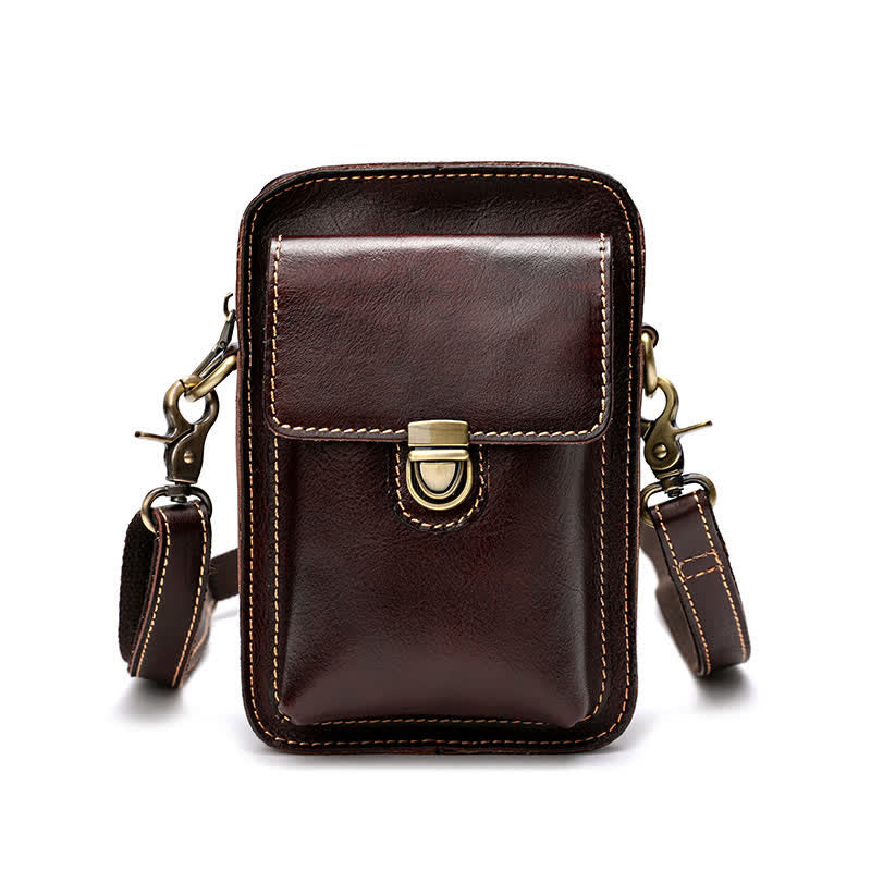 Sac ceinture vintage en cuir tanné végétal - Brun - image 1