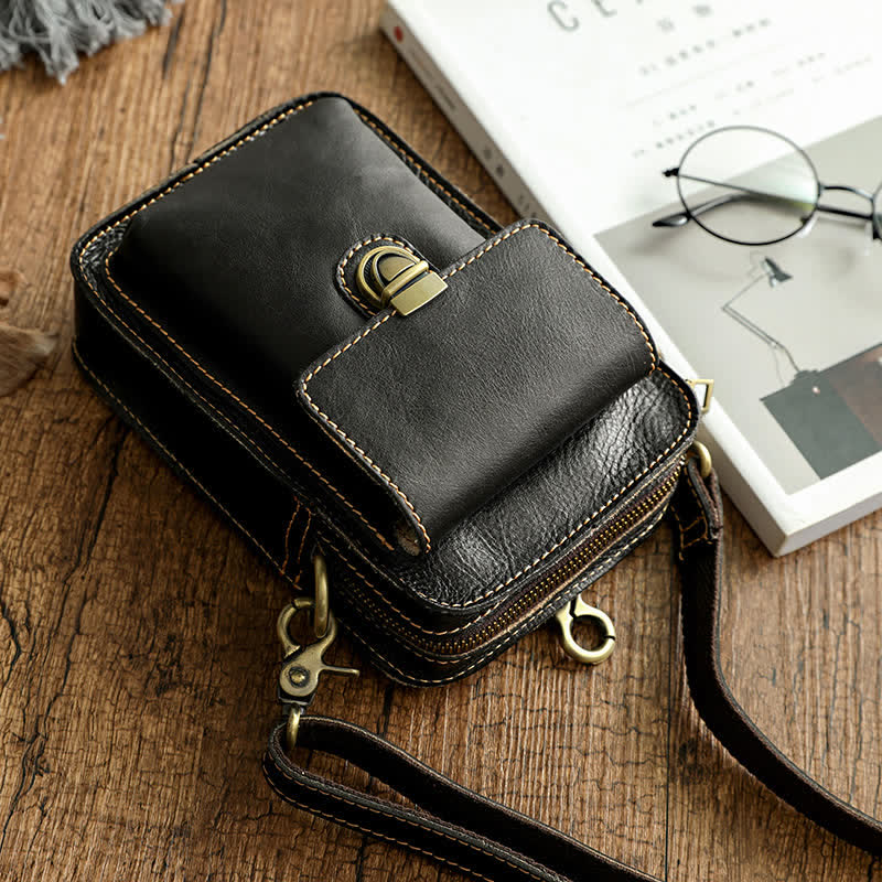 Sac ceinture vintage en cuir tanné végétal