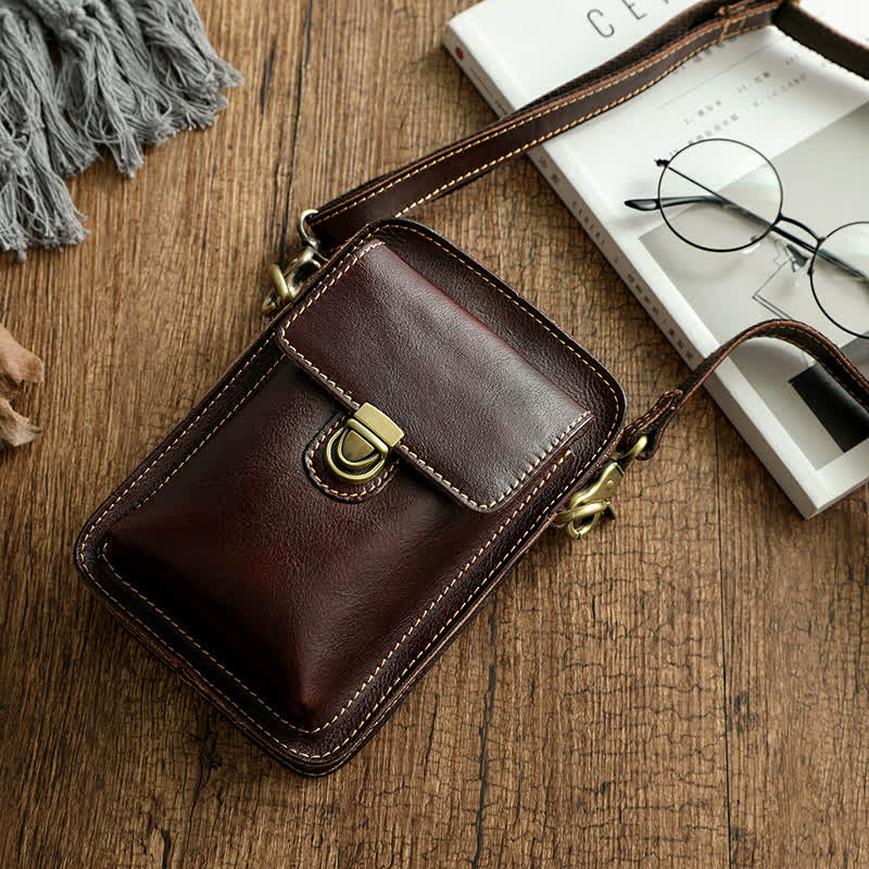 Sac ceinture vintage en cuir tanné végétal - image 0