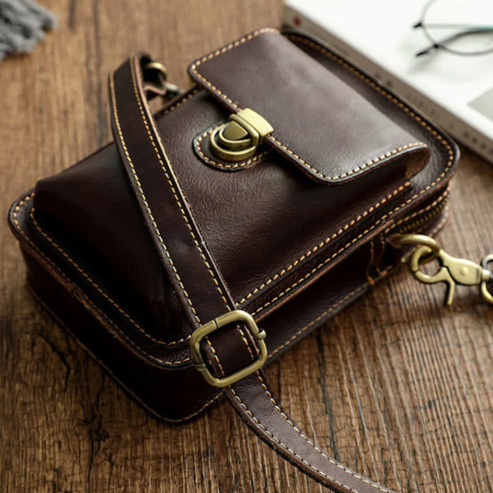 Sac ceinture vintage en cuir tanné végétal