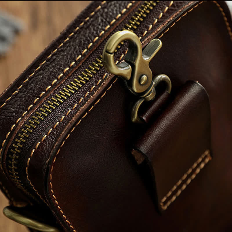 Sac ceinture vintage en cuir tanné végétal