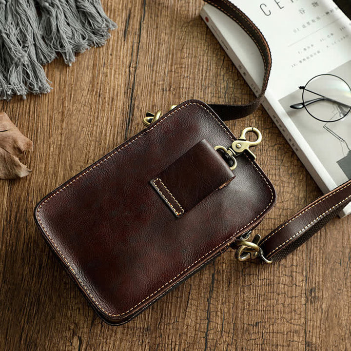 Sac ceinture vintage en cuir tanné végétal