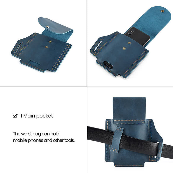 Sac de ceinture tactique en cuir avec poche pour téléphone portable