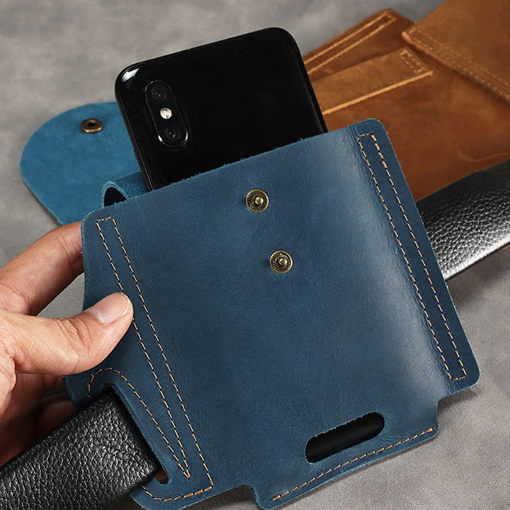 Sac de ceinture tactique en cuir avec poche pour téléphone portable