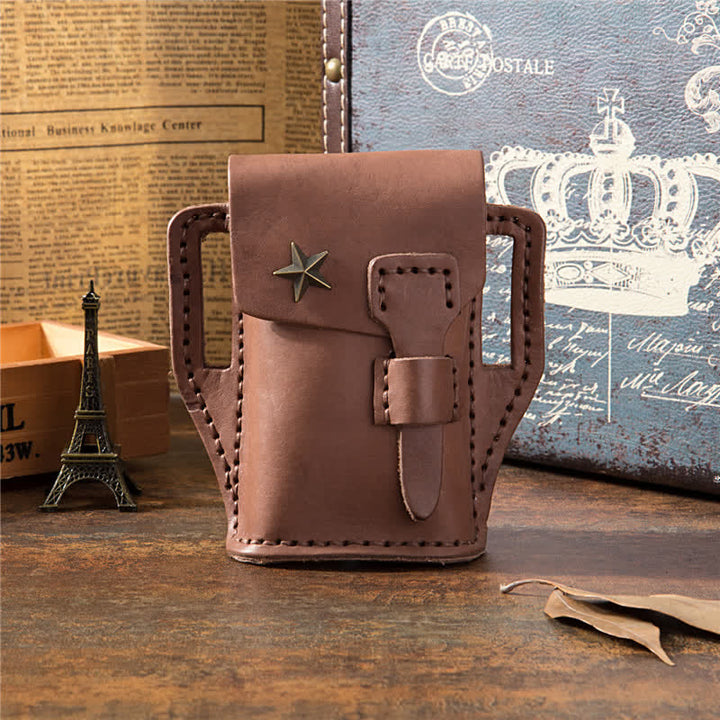 Porte-allume-cigare miniature en forme d'étoile, sac ceinture en cuir