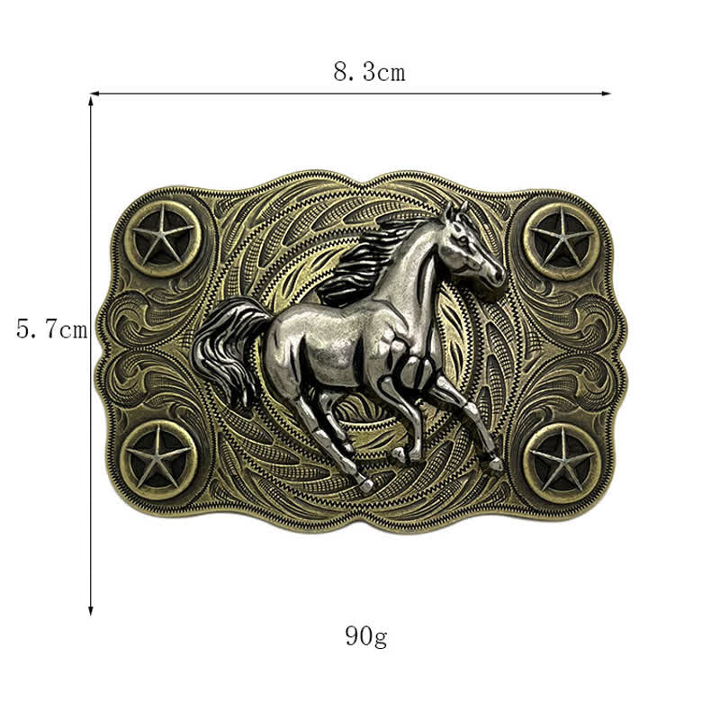 Ceinture en cuir à boucle pour homme avec motif cheval sauvage western