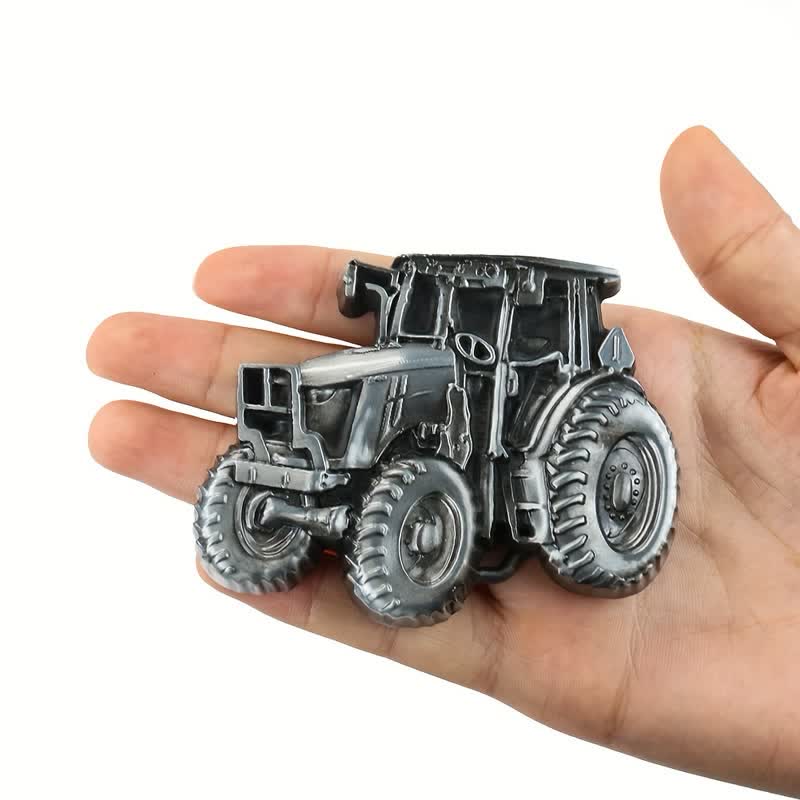 Ceinture en cuir à boucle pour homme avec motif tracteur de campagne