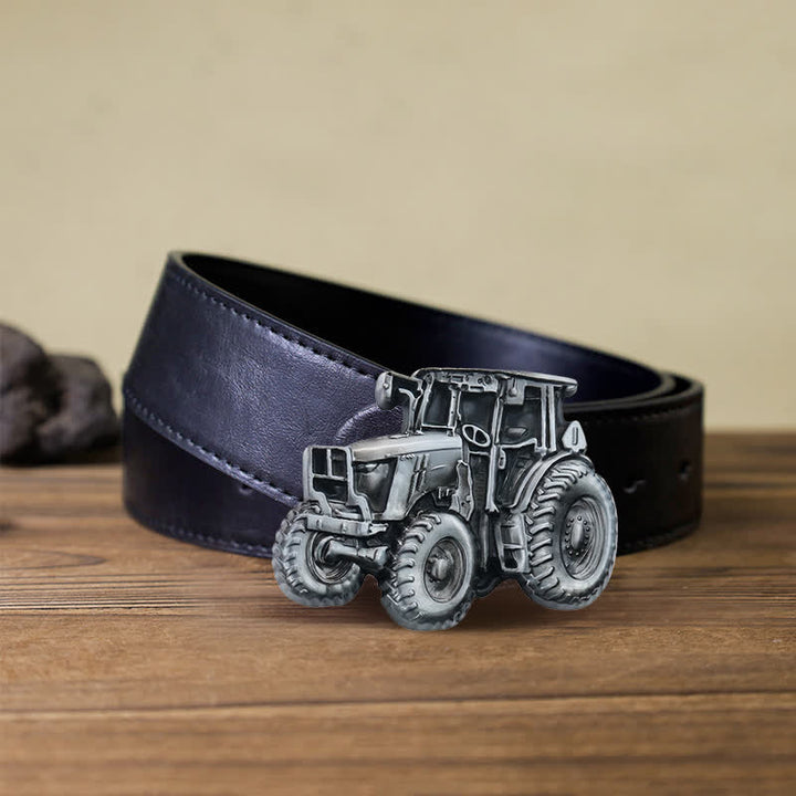 Ceinture en cuir à boucle pour homme avec motif tracteur de campagne
