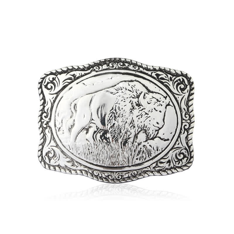 Ceinture en cuir de buffle gravée en argent pour homme