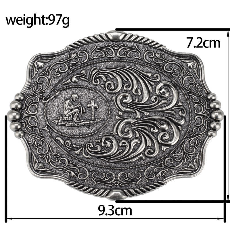 Ceinture en cuir à boucle pour homme avec motif de croix religieuse