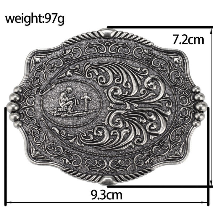 Ceinture en cuir à boucle pour homme avec motif de croix religieuse