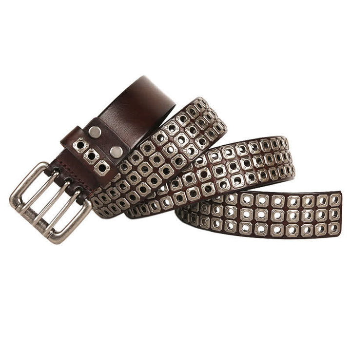 Ceinture en cuir à rivets carrés style punk rock heavy metal