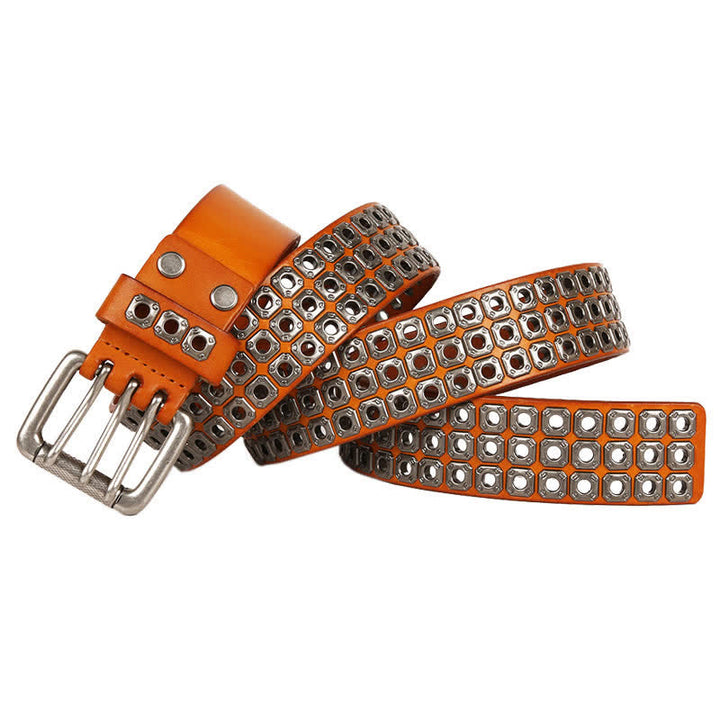 Ceinture en cuir à rivets carrés style punk rock heavy metal