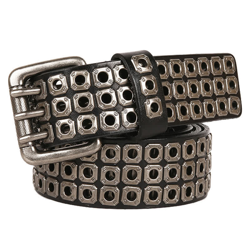Ceinture en cuir à rivets carrés style punk rock heavy metal