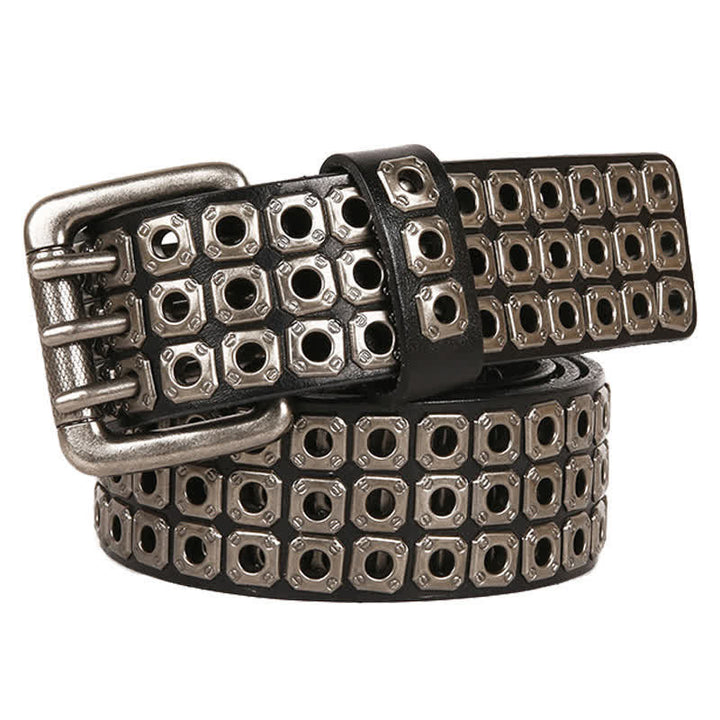 Ceinture en cuir à rivets carrés style punk rock heavy metal