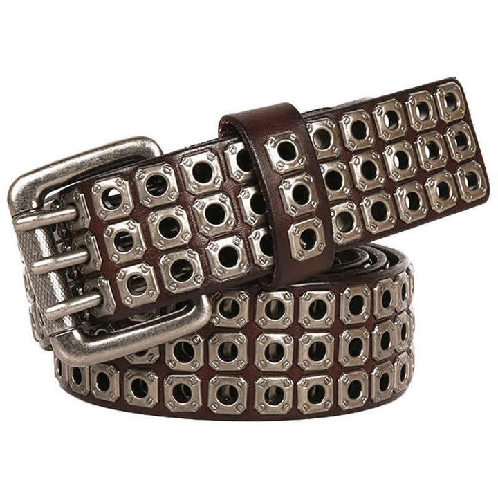 Ceinture en cuir à rivets carrés style punk rock heavy metal